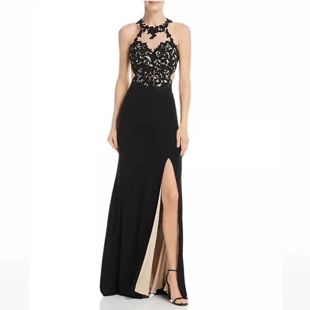 Embroidered Illusion Gown by Avery G Bloomingdale’s, black, NWT, size 8